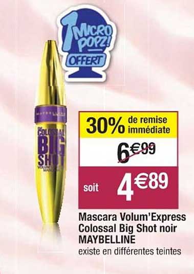 mascara volum'express colossal big shot noir maybelline