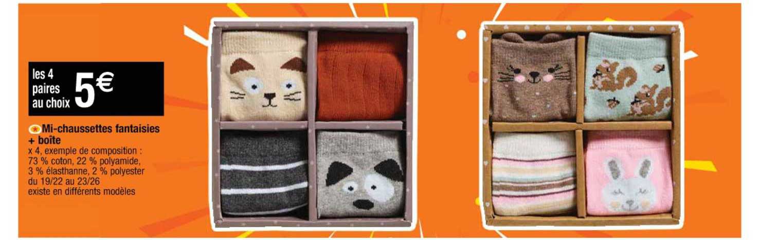 mi-chaussettes fantaisies + boîte