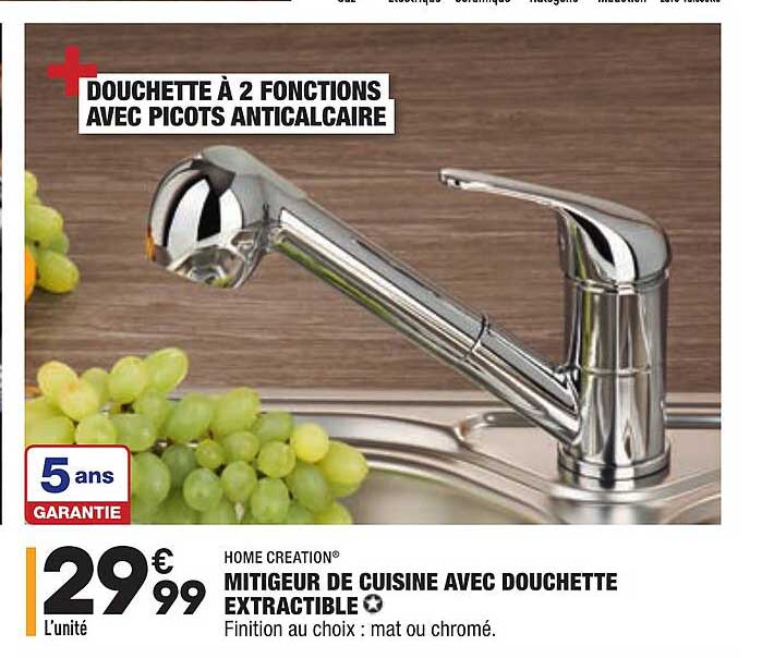 mitigeur de cuisine avec douchette extractible home creation
