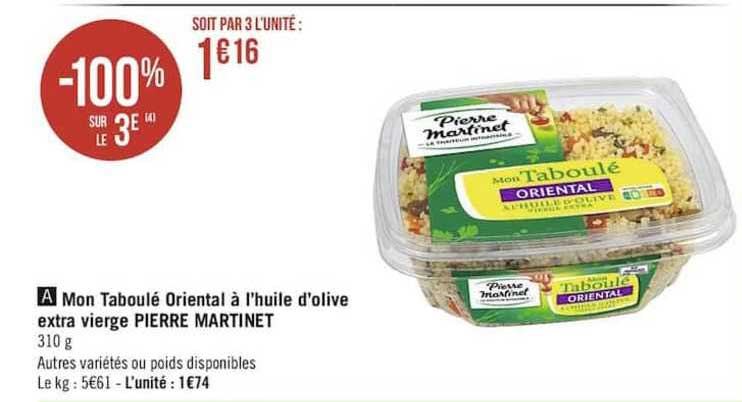 mon taboulé oriental à l'huile d'olive extra vierge pierre martinet