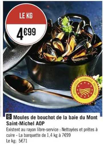 moules de bouchot de la baie du mont saint-michel aop