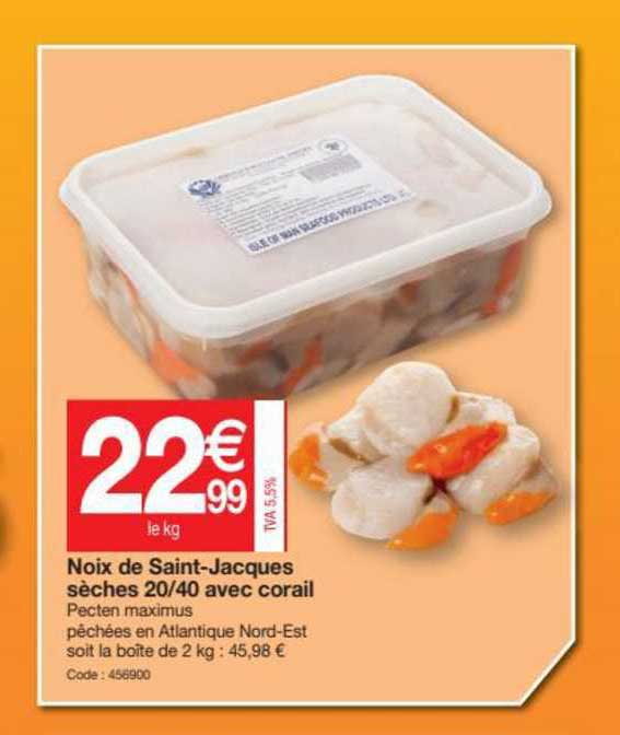 noix de saint-jacques sèches 20-40 avec corail
