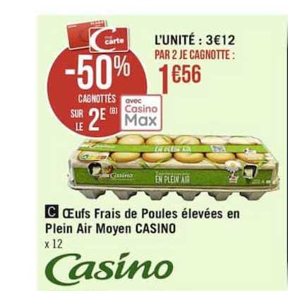 oeufs frais de poules élevées en plein air moyen casino