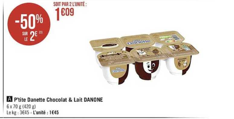 p'tite danette chocolat & lait danone