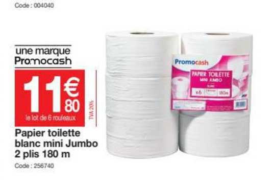 papier toilette blanc mini jumbo 2 plis 180 m