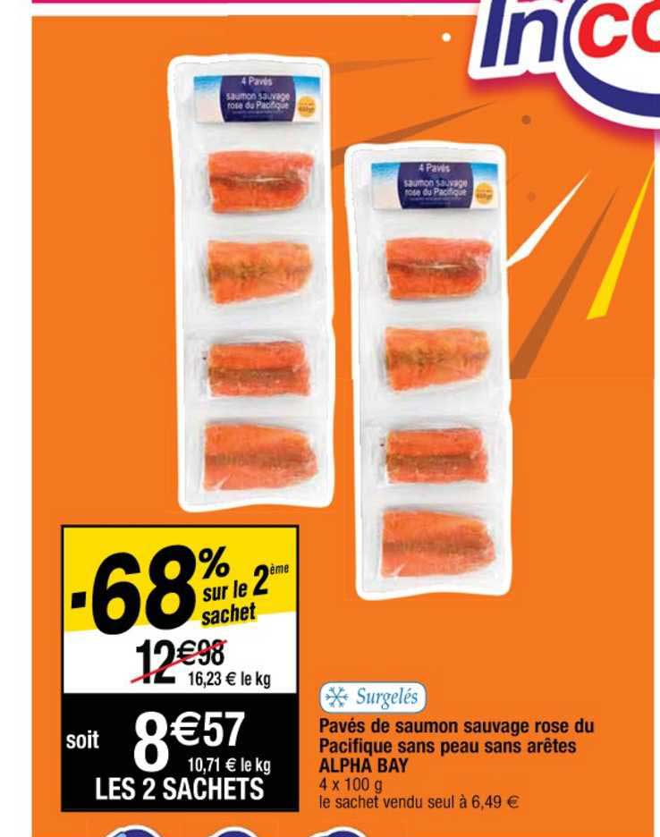 pavés de saumon sauvage rose du pacifique sans peau sans arêtes alpha bay