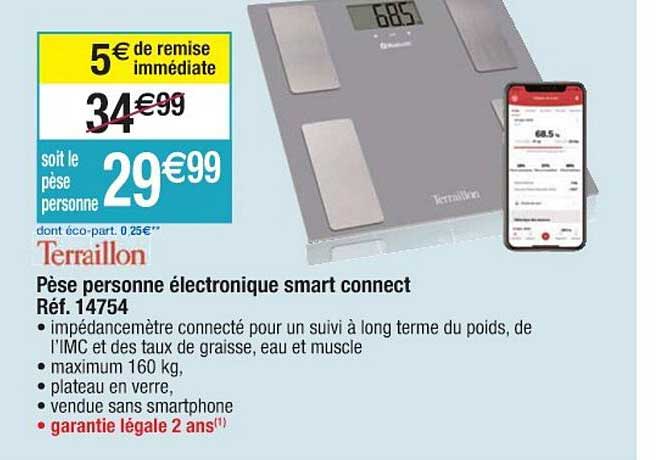 pèse personne électronique smart connect terraillon réf.14754