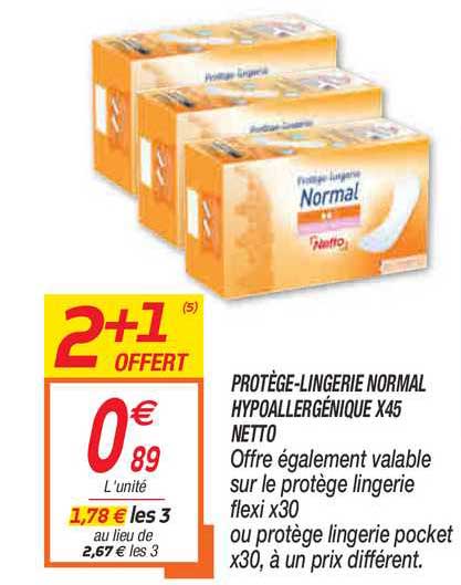 protège-lingerie normal hypoallergénique x45 netto