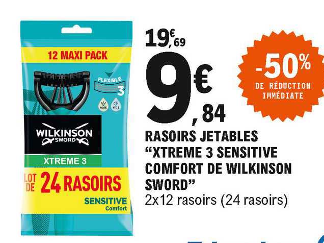 rasoirs jetables "xtreme 3 sensitive comfort de wilkinson sword"