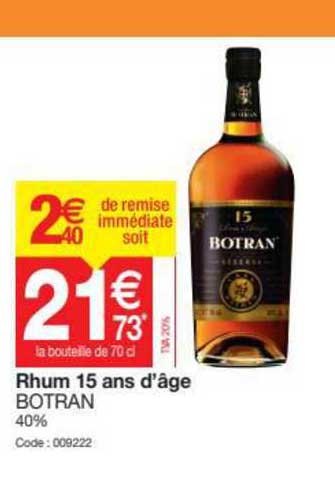 rhum 15 ans d'âge botran