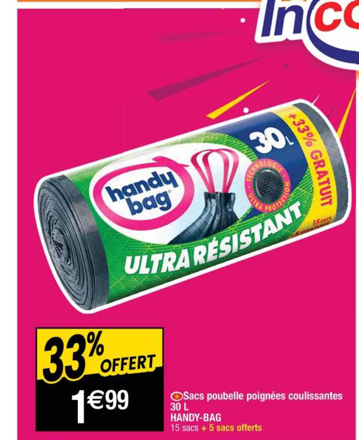 sacs poubelle poignées coulissantes 30 l handy-bag