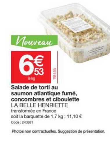 salade de torti au saumon atlantique fumé, concombres et ciboulette la belle henriette