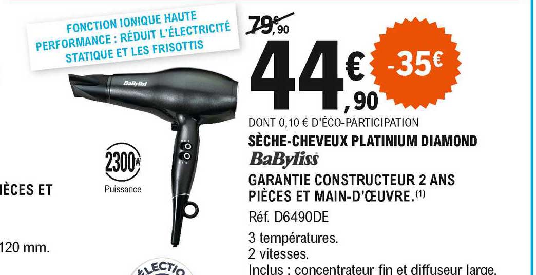 sèche-cheveux platinium diamond babyliss