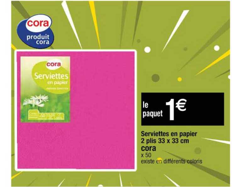 serviettes en papier 2 plis 33 x 33 cm cora