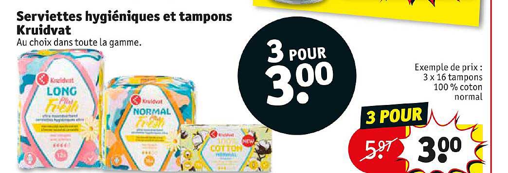 serviettes hygiéniques et tampons kruidvat