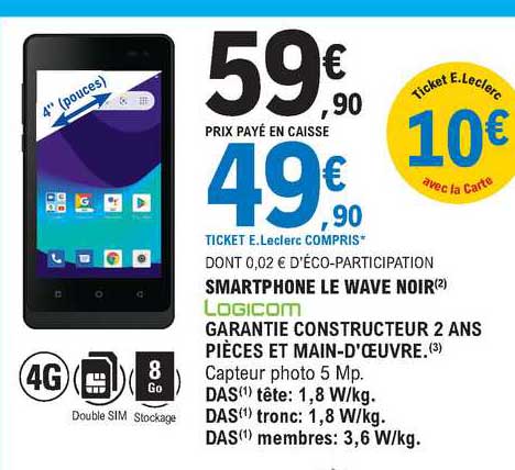 Smartphone Le Wave Noir Logicom