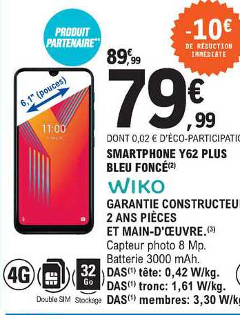 smartphone y62 plus bleu foncé wiko
