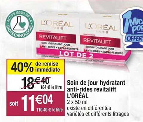 soin de jour hydratant anti-rides revitalift l'oréal