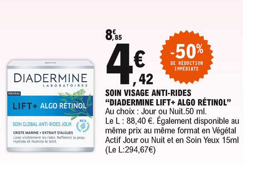 soin visage anti-rides "diadermine lift+ algo rétinol"