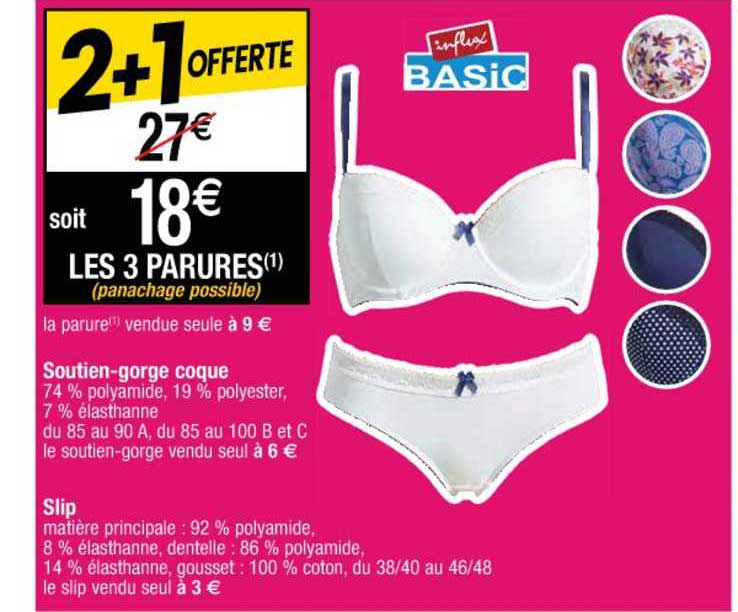 soutien-gorge coque, slip influx basic