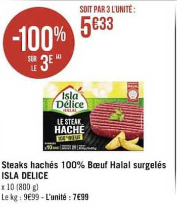 Steaks Hachés 100% Boeuf Halal Surgelés Isla Délice