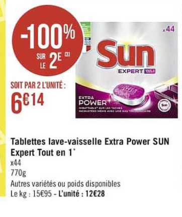 tablettes lave-vaisselle extra power sun expert tout en 1
