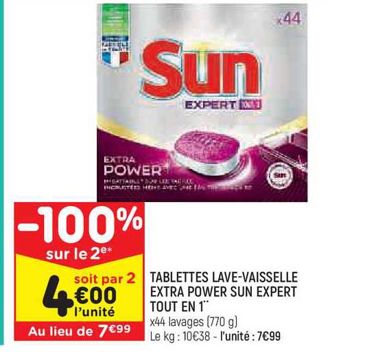 tablettes lave-vaisselle extra power sun expert tout en 1