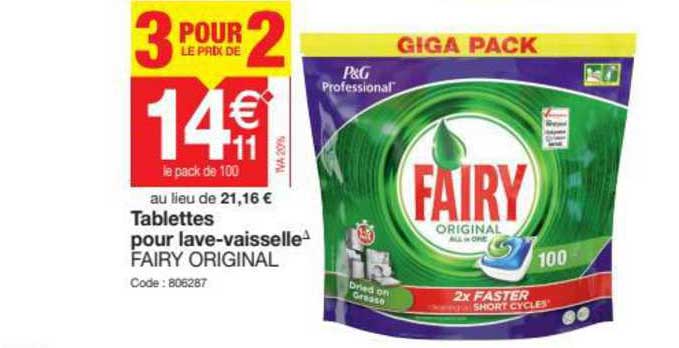 tablettes pour lave-vaisselle fairy original