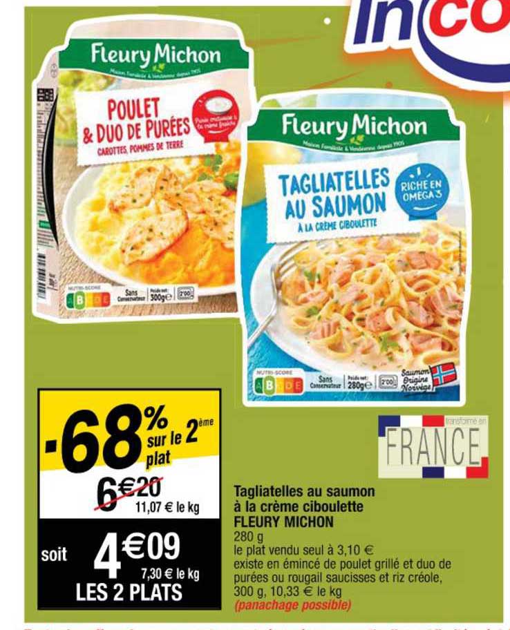 Tagliatelles Au Saumon à La Crème Ciboulette Fleury Michon