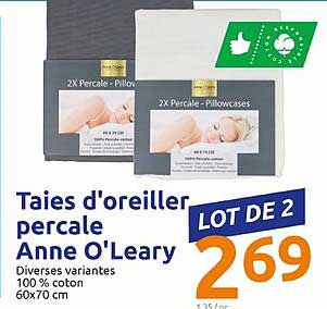 taies d'oreiller percale anne o'leary