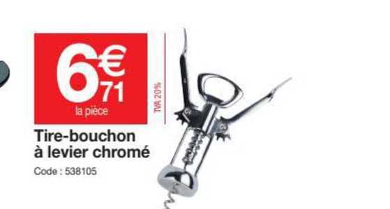 tire-bouchon à levier chromé
