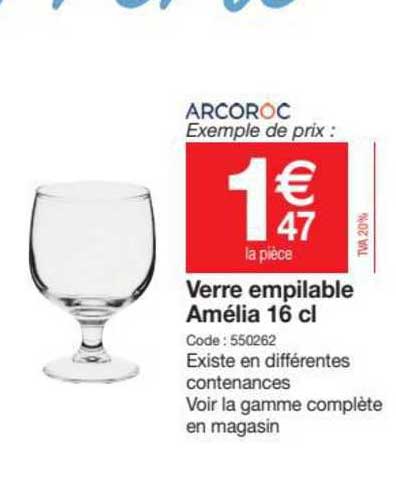 verre empilable amélia 16 cl arcoroc
