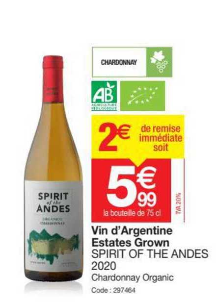 vin d'argentine estates grown spirit of the andes 2020