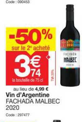 vin d'argentine fachada malbec 2020