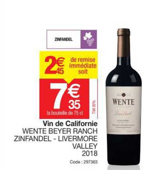 vin de californie wente beyer ranch zinfandel - livermore valley 2018