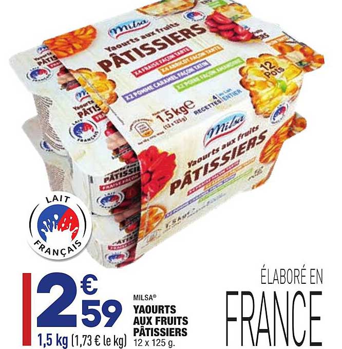 yaourts aux fruits pâtissiers milsa