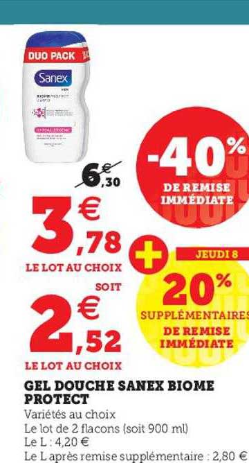 gel douche sanex biome protect