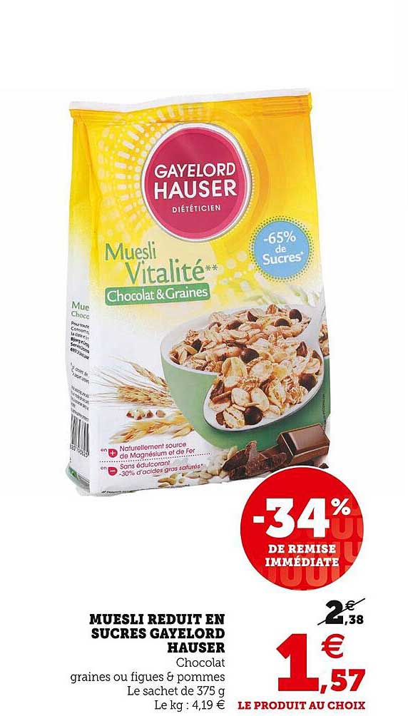 muesli réduit en sucres gayelord hauser