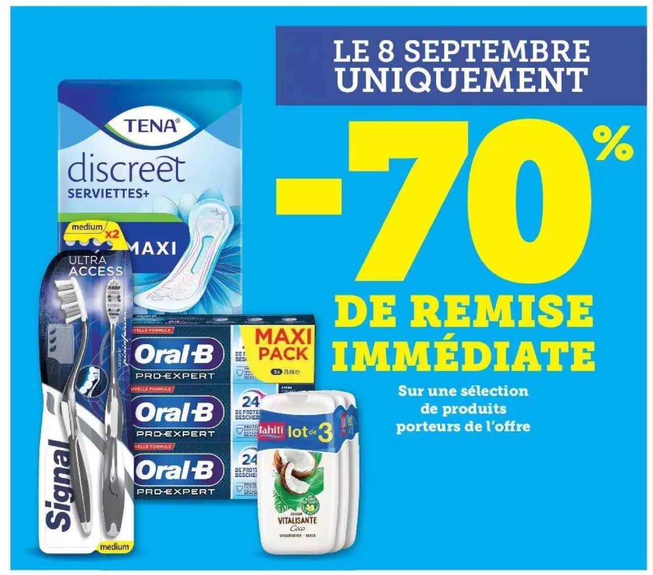 produits porteurs de l'offre tena, signal, oral-b, tahiti