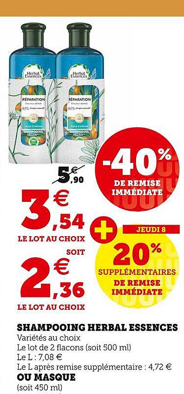 shampooing herbal essences ou masque
