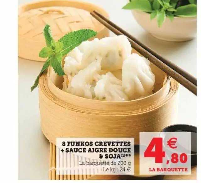 8 funkos crevettes + sauce aigre douce & soja