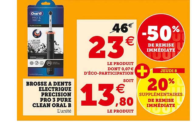 brosse à dents électrique précision pro 3 pure clean oral b