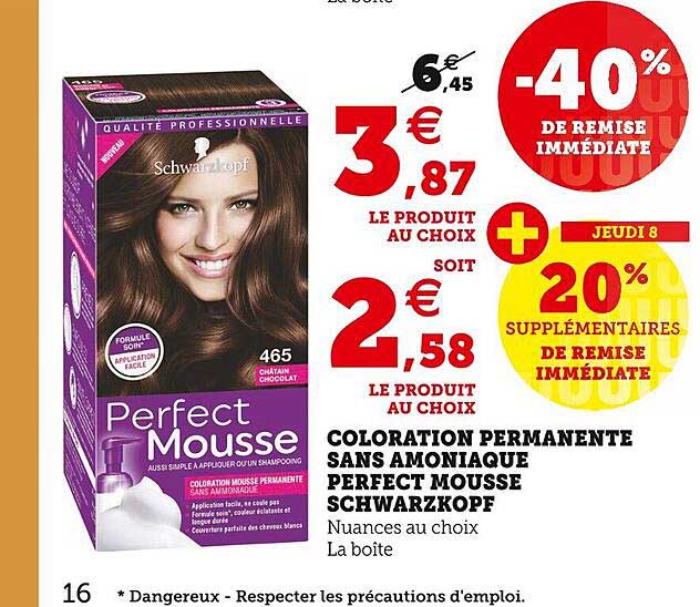 Coloration Permanente Sans Ammoniaque Perfect Mousse Schwarzkopf