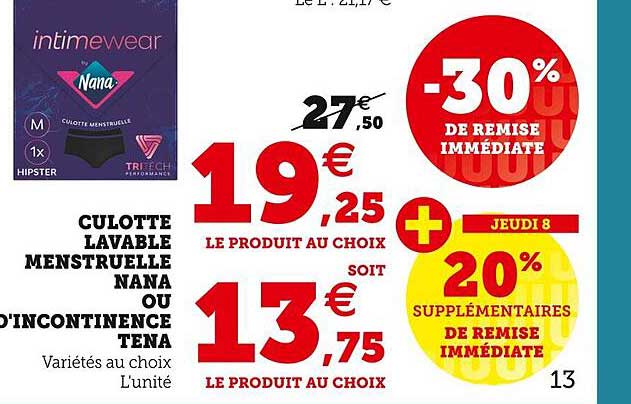 Culotte Lavable Menstruelle Nana Ou D'incontinence Tena