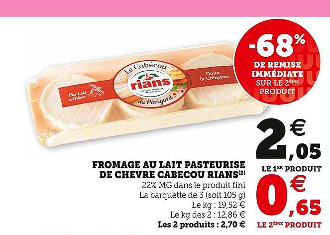 Fromage Au Lait Pasteurisé De Chèvre Cabecou Rians