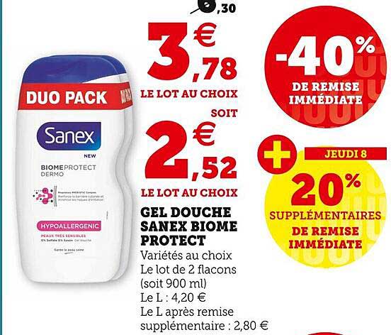 gel douche sanex biome protect