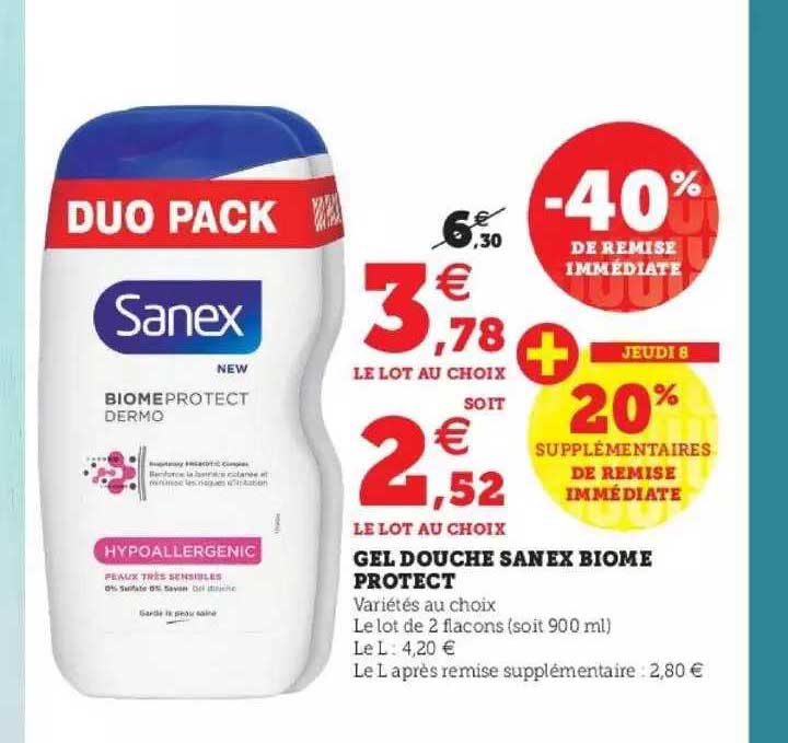 gel douche sanex biome protect