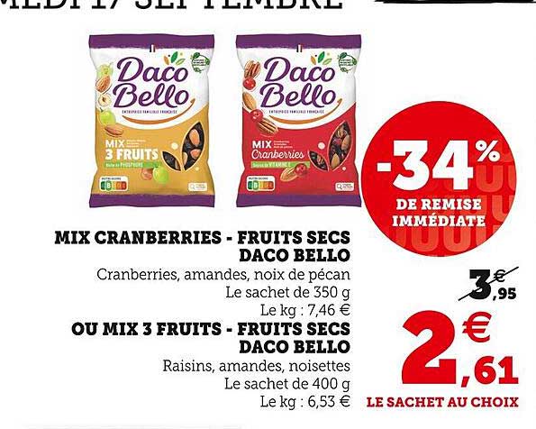 mix cranberries - fruits secs daco bello ou mix 3 fruits - fruits sec daco bello