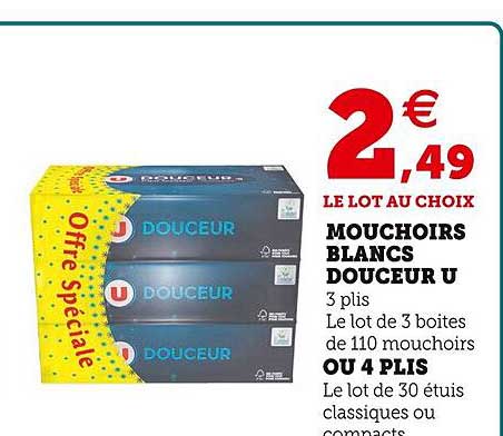 mouchoirs blancs douceur u ou 4 plis