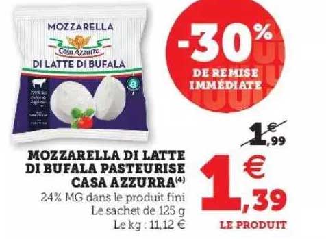 mozzarella di latte di bufala pasteurisé casa azzurra